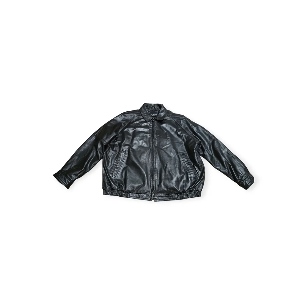 Bill Blass Black Lambskin Leather Bomber Jacket